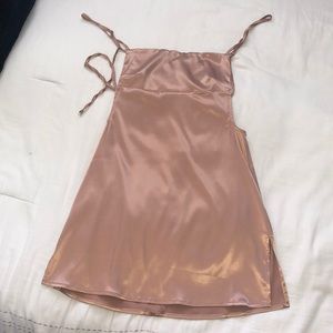 Mauve/Pink/Nude Satin mini dress with open back